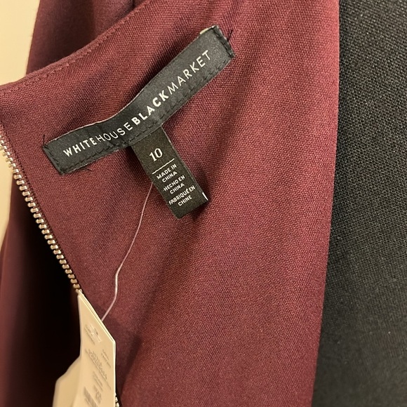 NWT White House Black Market Long Sleeve Fully- Lined Sz 10 Maroon Midi Dress. - Picture 8 of 15